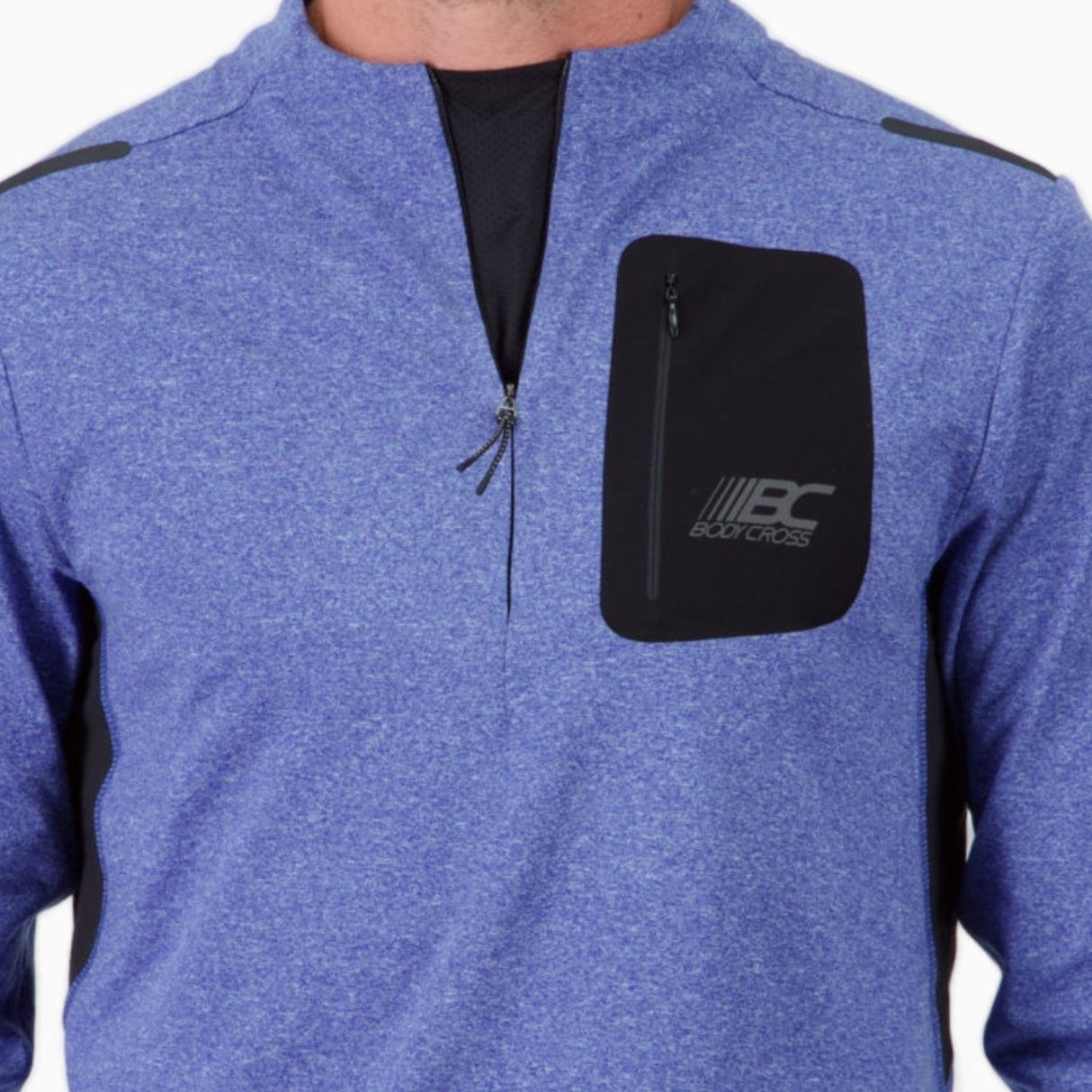 T-shirt manches longues demi-zip de running pour homme – DARVIN BLEU