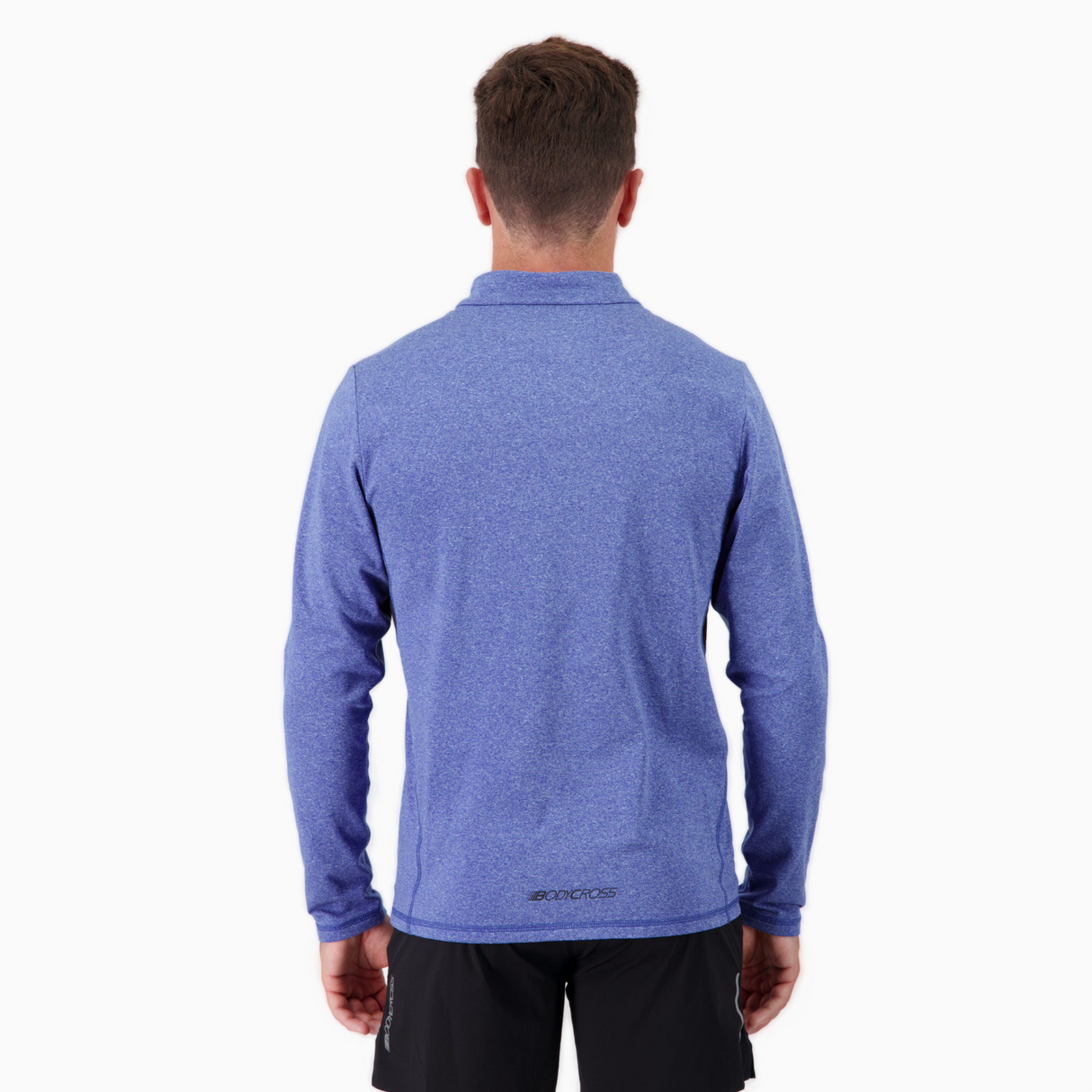 T-shirt manches longues demi-zip de running pour homme – DARVIN BLEU