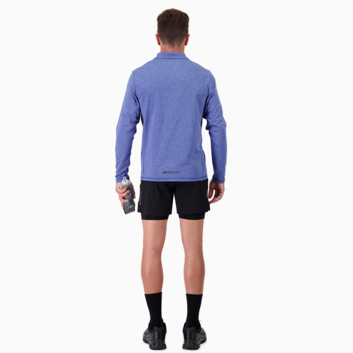 T-shirt manches longues demi-zip de running pour homme – DARVIN BLEU