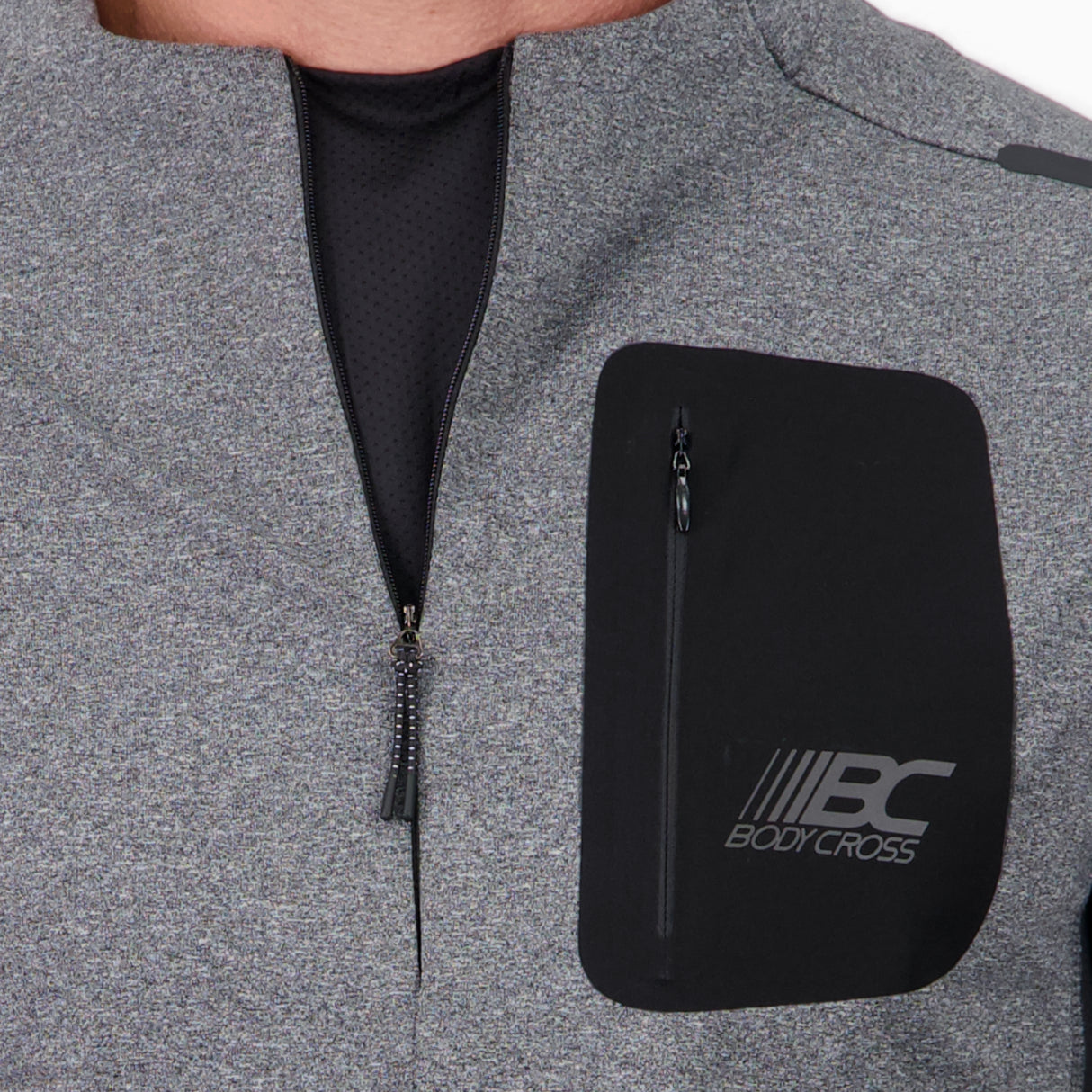 T-shirt manches longues demi-zip de running pour homme – DARVIN GRIS