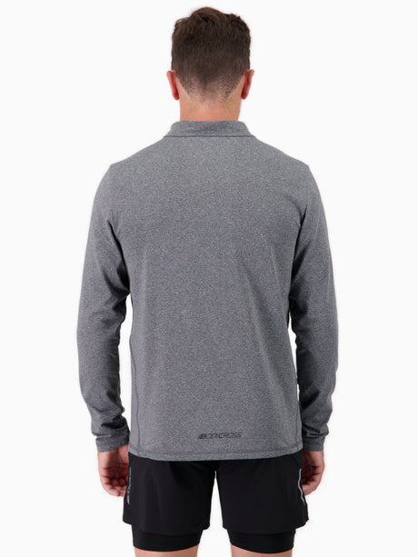 T-shirt manches longues demi-zip de running pour homme – DARVIN GRIS