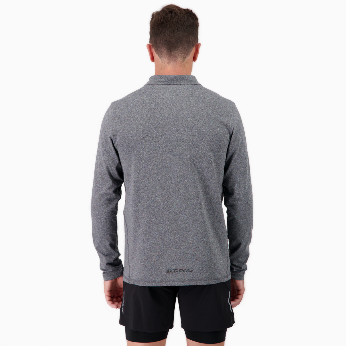T-shirt manches longues demi-zip de running pour homme – DARVIN GRIS
