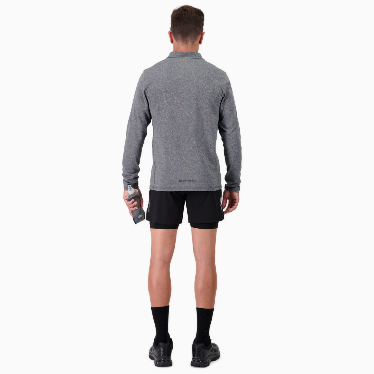 T-shirt manches longues demi-zip de running pour homme – DARVIN GRIS