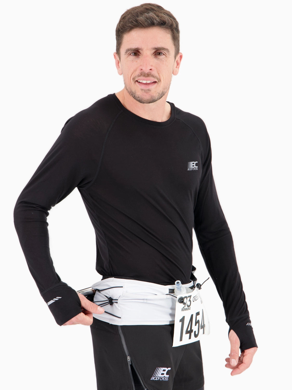 Ceinture hydratation de running porte-dossard et flasques 500ml