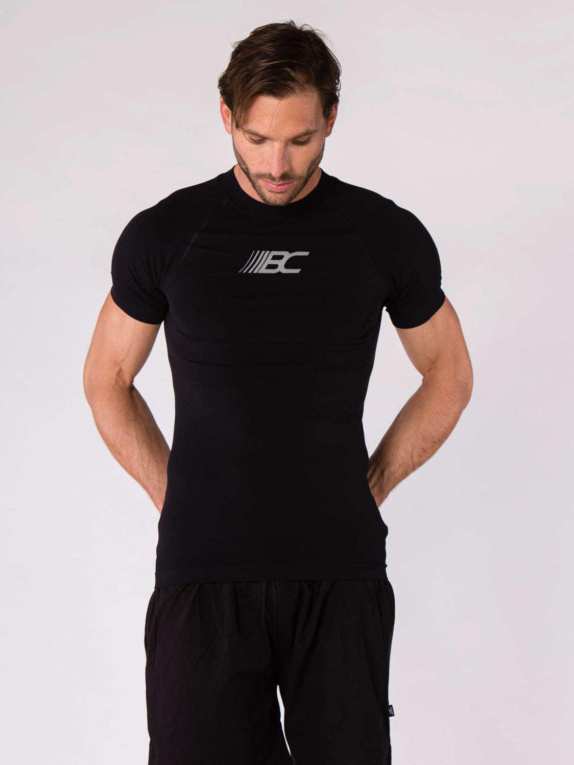 T-shirt de running homme compression Douglas noir
