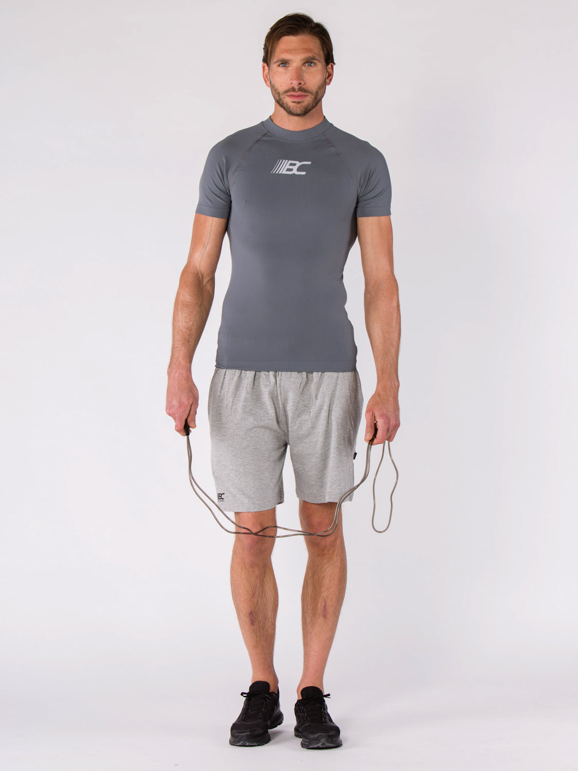 T-shirt de running homme compression Douglas gris