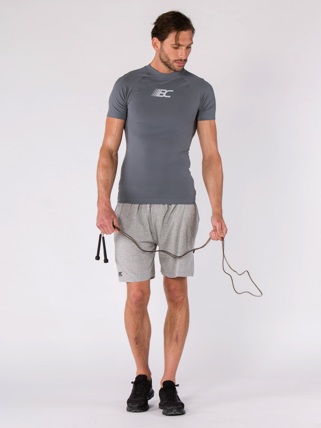 T-shirt de running homme compression Douglas gris
