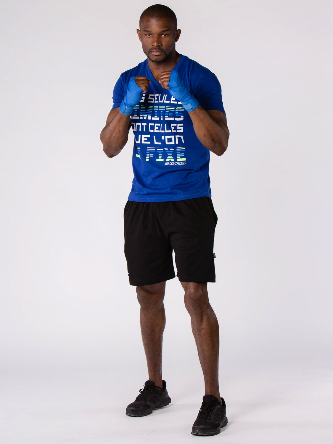 Men's Casual T-shirt BodyCross - Otis Blue + Badis Black - Front View