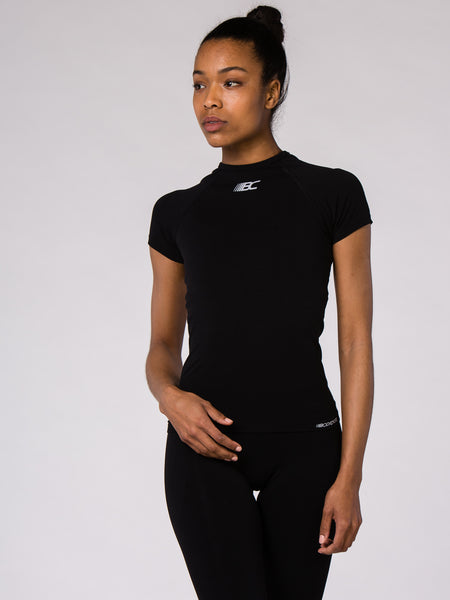 T-shirt de running femme manches courtes compression Eleni Noir