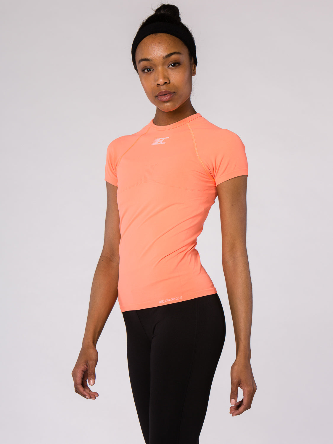 T-shirt de running femme manches courtes compression Eleni Orange