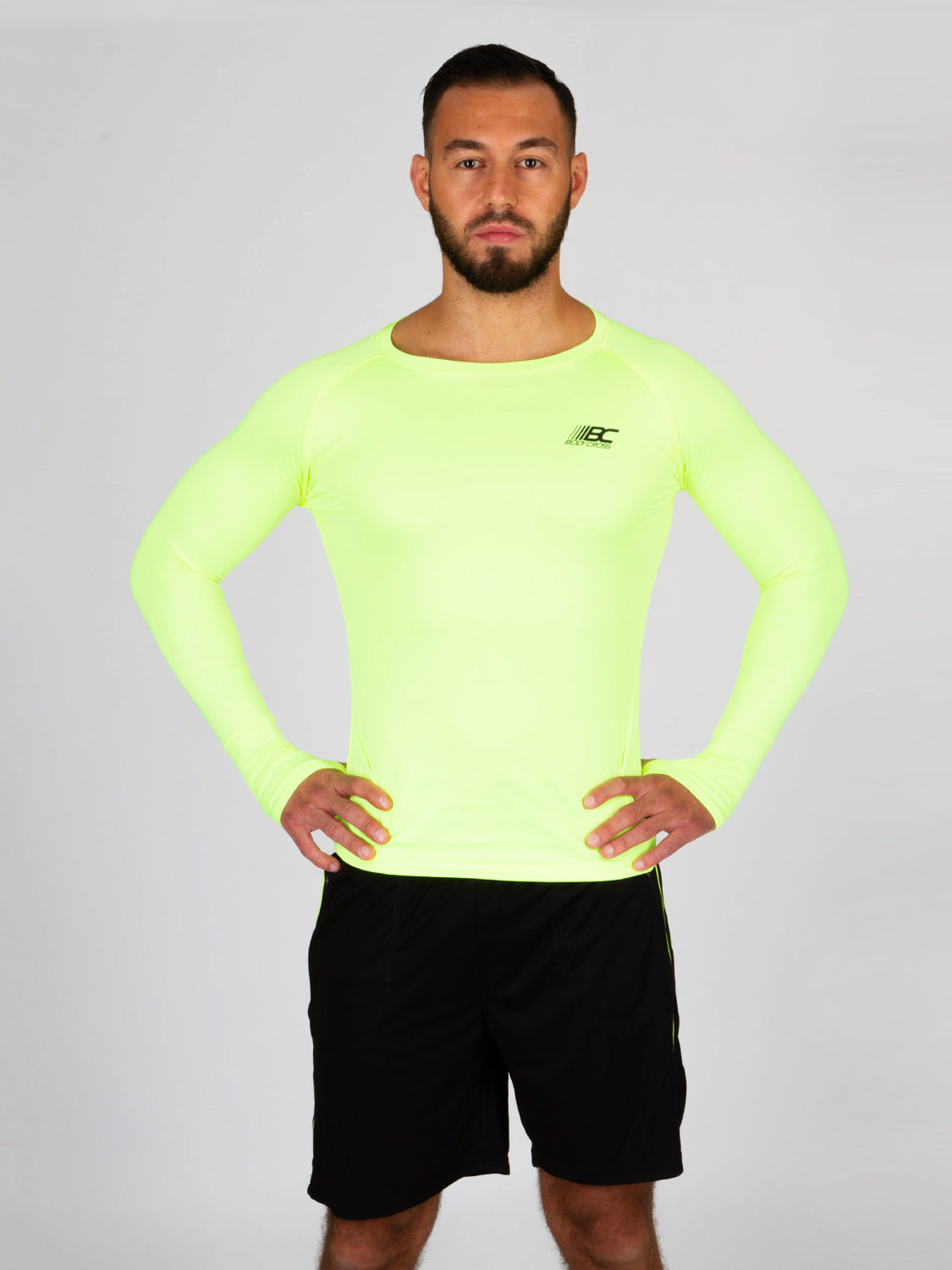 T-shirt de running homme manches longues Olin Jaune Fluo – Bodycross